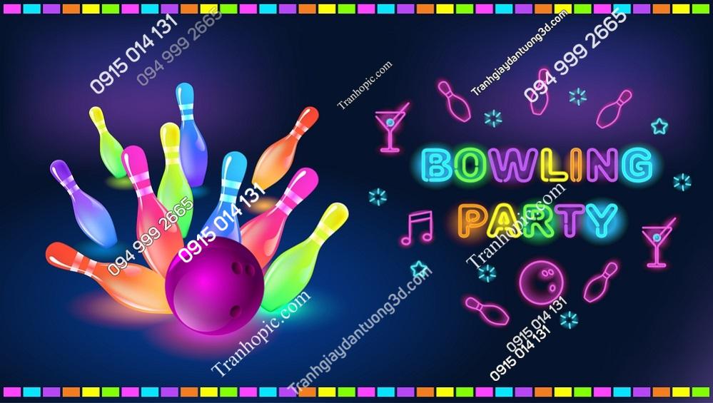Tranh dán tường câu lạc bộ bowling kiểu đèn neong 672970847