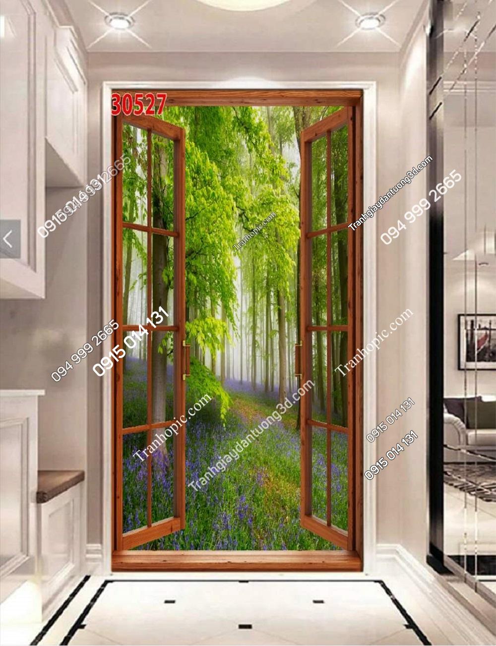 Tranh dán tường cửa sổ khổ dọc 30527