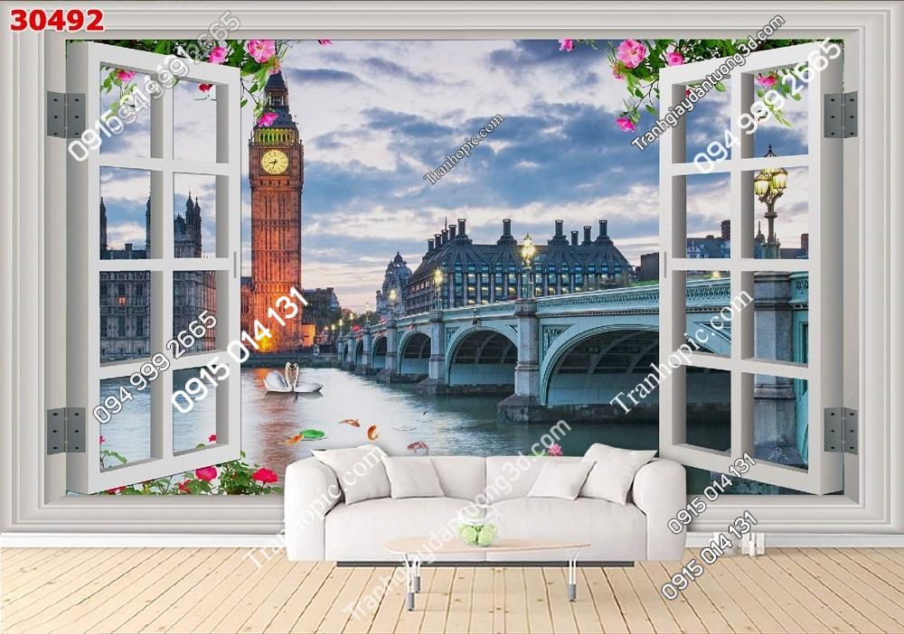 Tranh dán tường cửa sổ thành phố London 30492