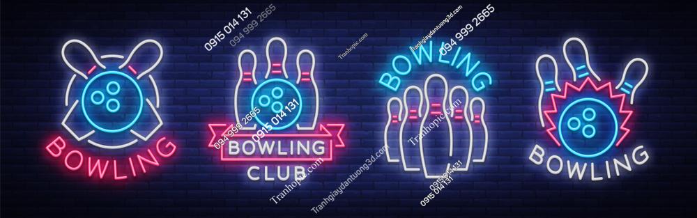 Tranh dán tường khổ dài câu lạc bộ bowling đèn neon 796301505