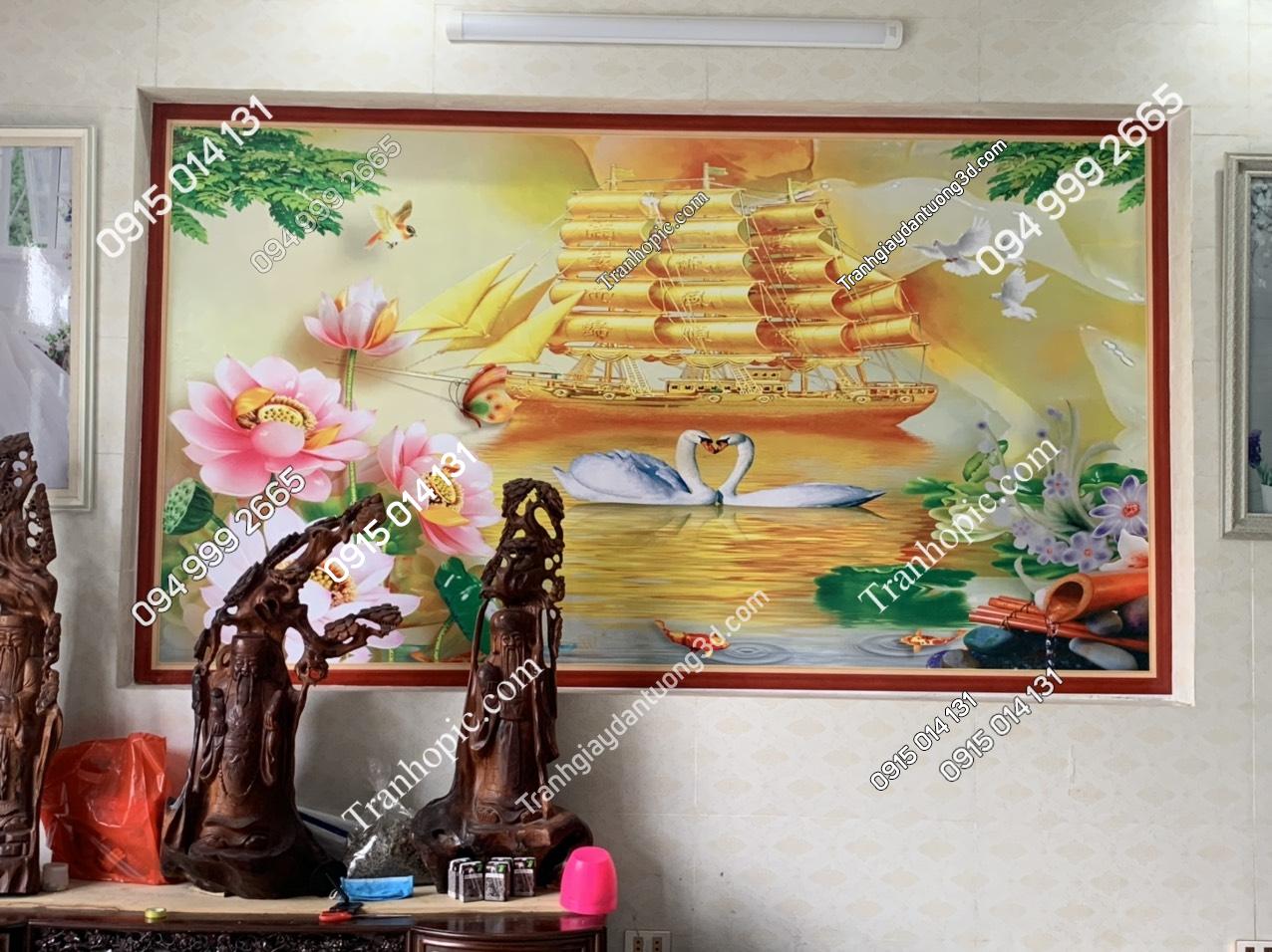 Tranh dán tường phòng khách thiên nga
