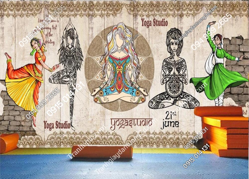 Tranh dán tường phòng tập Yoga Ấn độ OP_28648865
