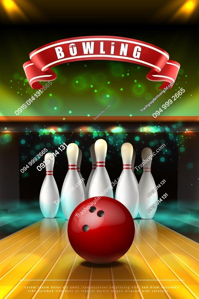 Tranh dán tường quán bowling khổ dọc 1888634298