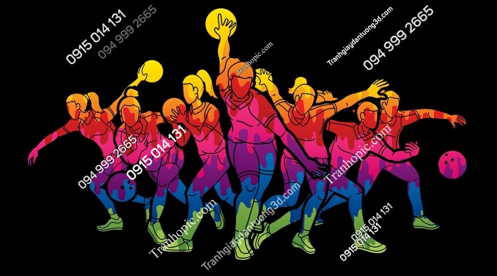 Tranh dán tường quán bowling nền đen đẹp 1987498726