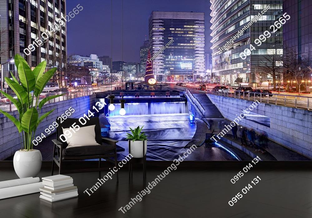 Tranh dán tường suối Cheonggye Cheon về đem 230052889
