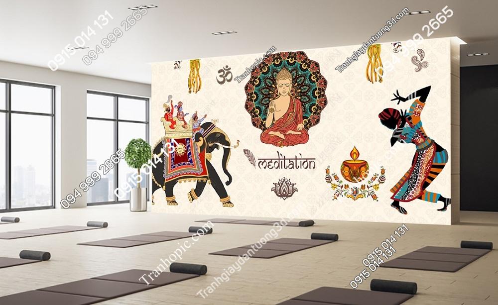 Tranh dán tường yoga phật thái lan OP_26906228