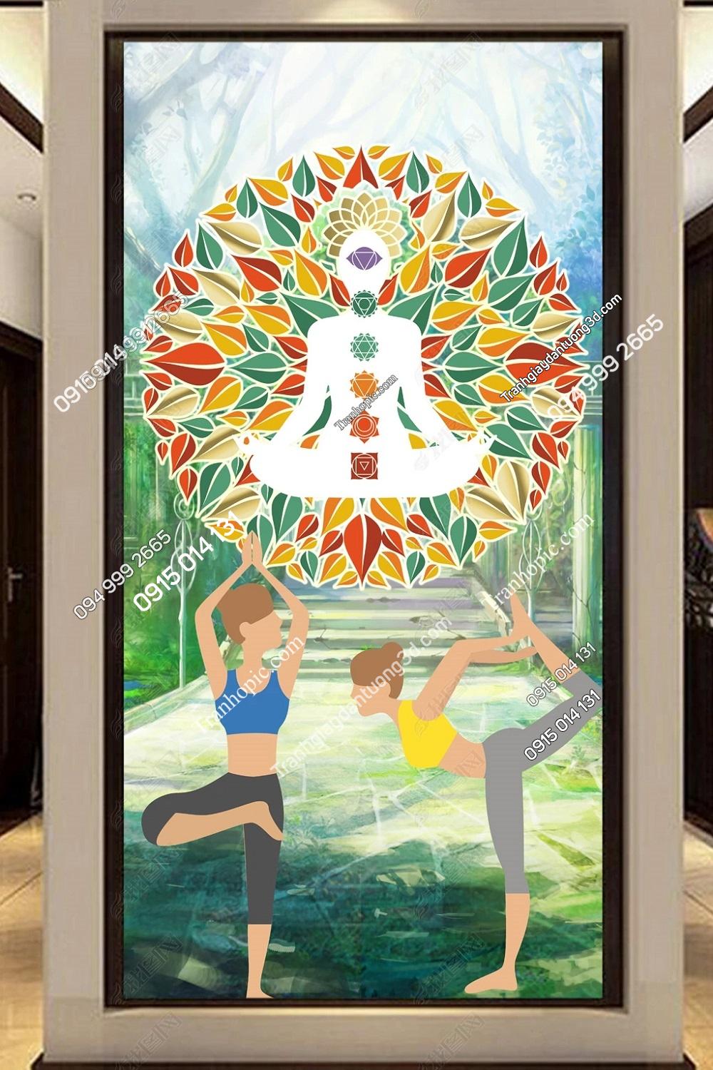 Tranh khổ dọc yoga dán tường OP_27700042