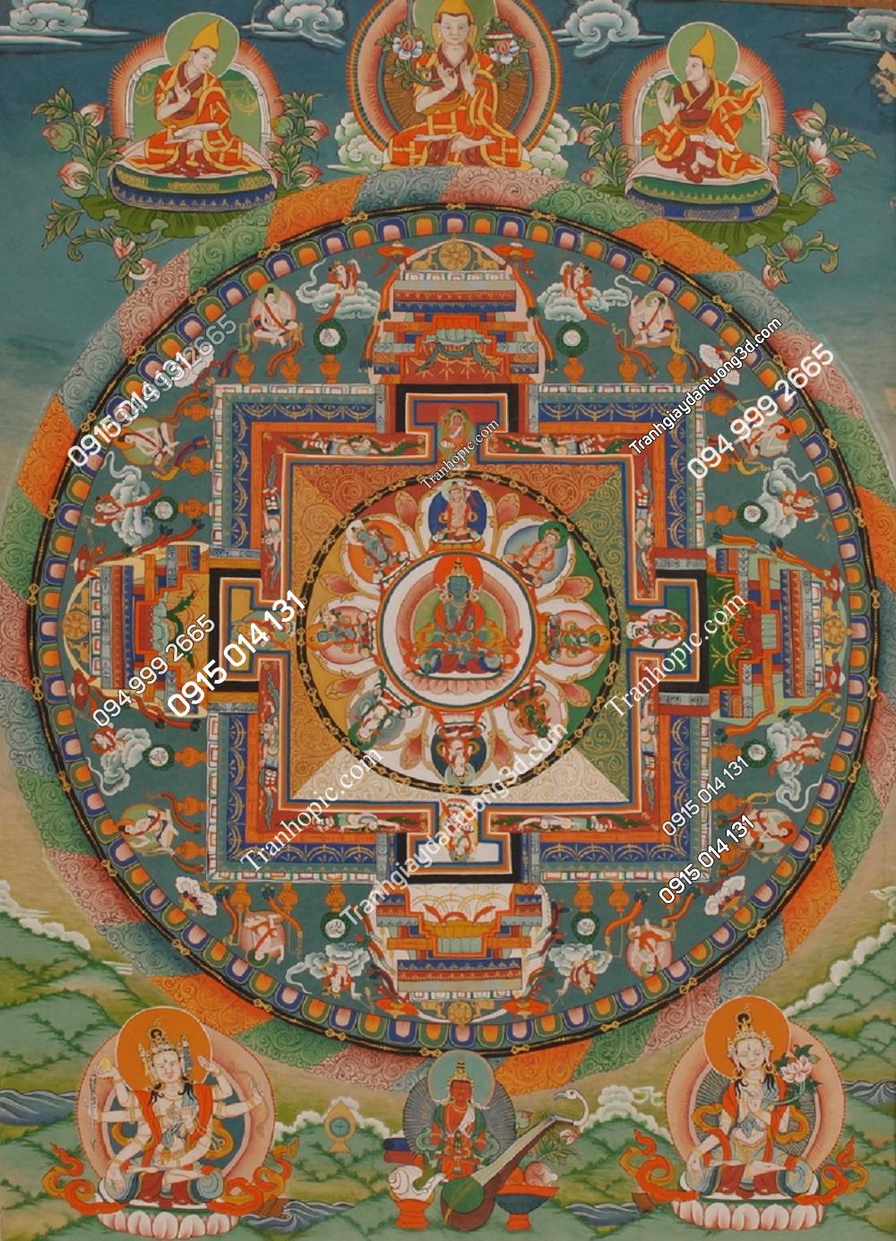 Tranh thangka cổ đại của Phật giáo trên một bức tường ở Tu viện Thiksey 267931147