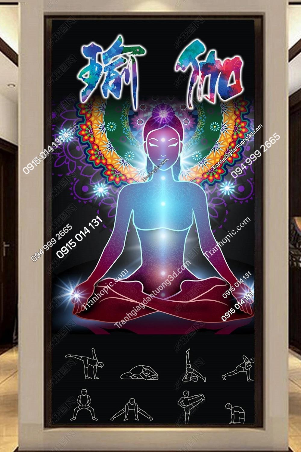 Tranh yoga dán tường ngồi thiền khổ dọc OP_28501605