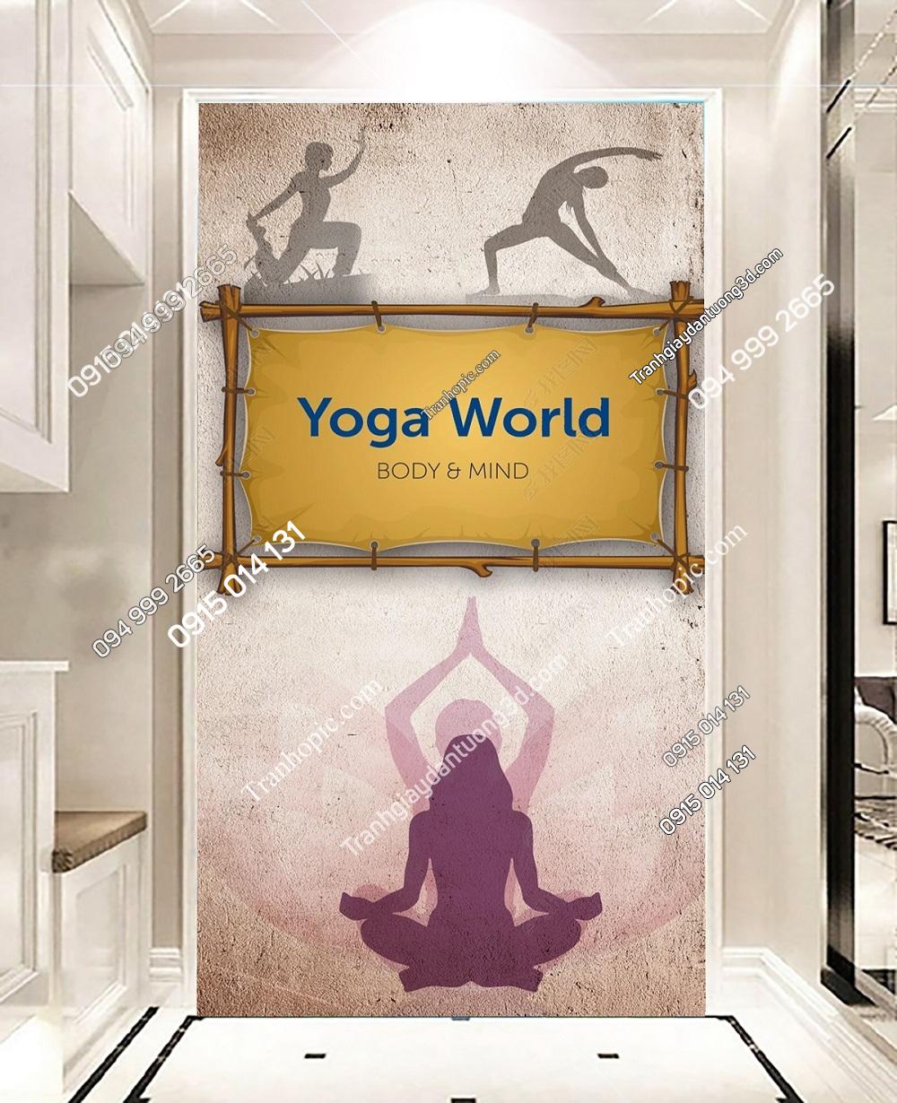 Tranh yoga world dán tường khổ dọc OP_27687640