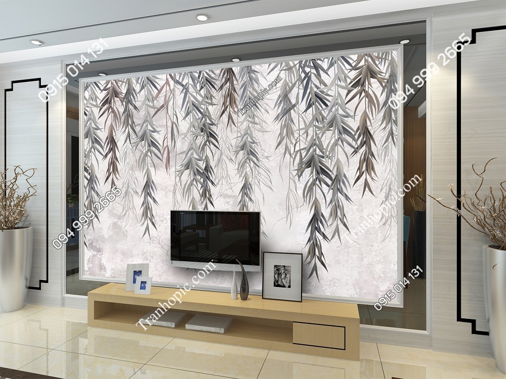 Tranh dán tường lá liễu xám rủ nghệ thuật 2856729057