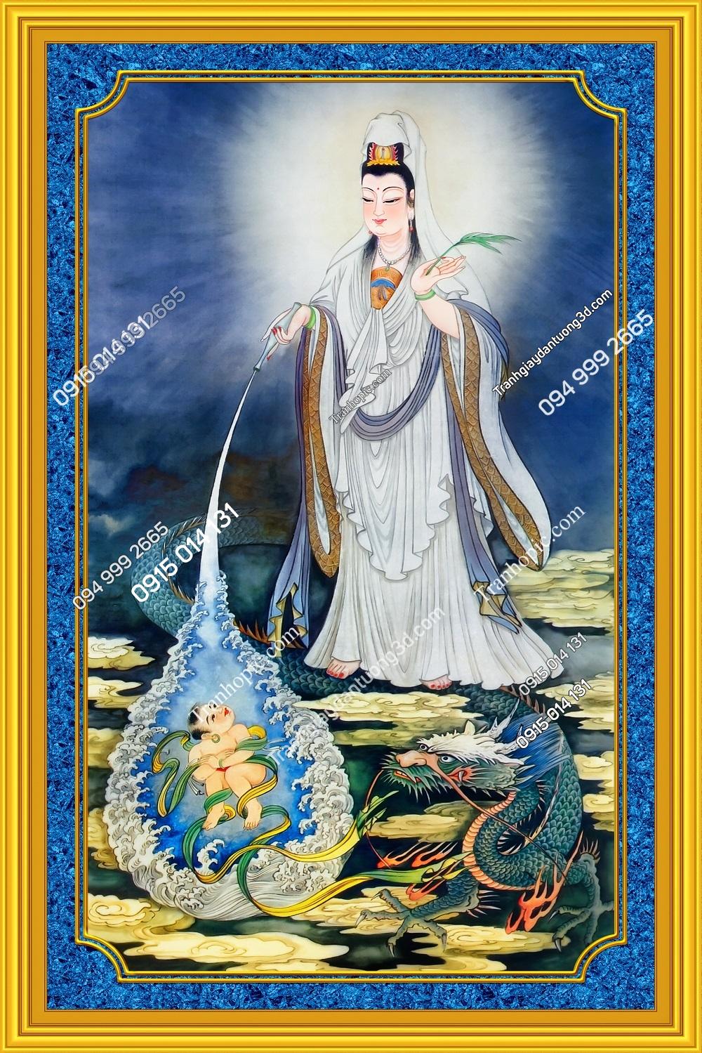 Tranh dán tường Quan Thế Âm Bồ Tát khổ lớn đẹp BT3