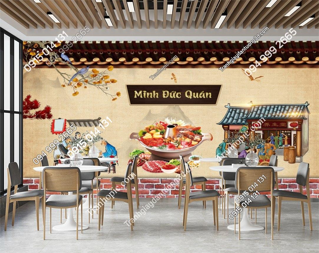Tranh dán tường quán lẩu nướng trung quốc