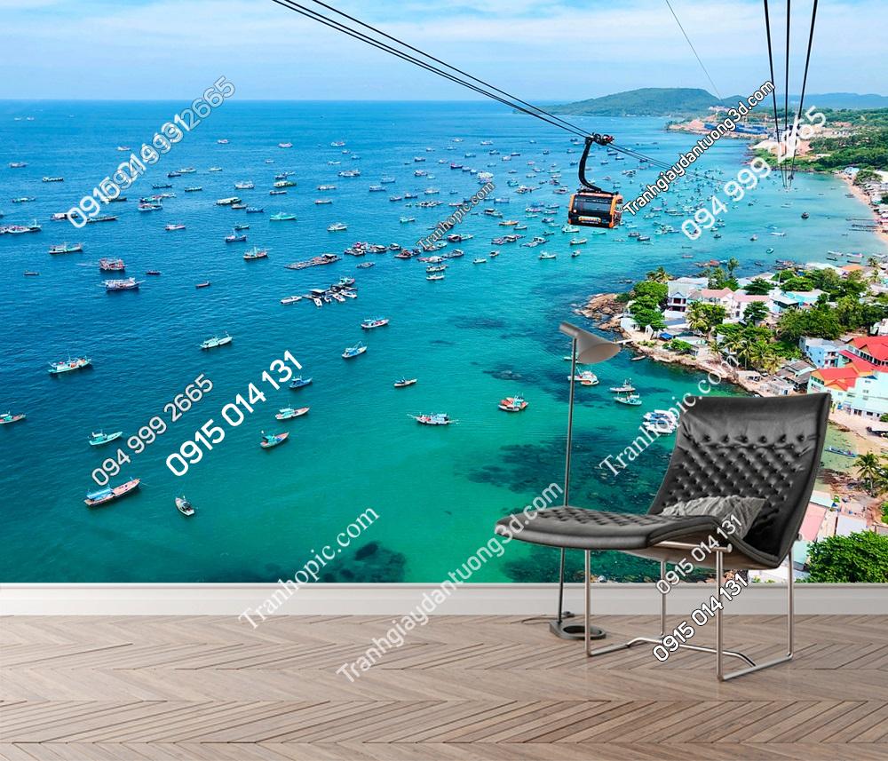 Tranh dán tường cảnh biển cáp treo phú quốc kiên giang 2276047293