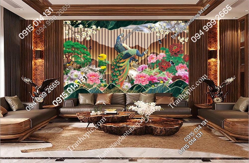 Tranh dán tường lam sóng và công 3152024