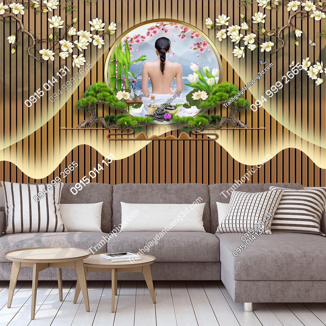 Tranh dán tường phòng chờ spa dưỡng sinh 2732024 (2)