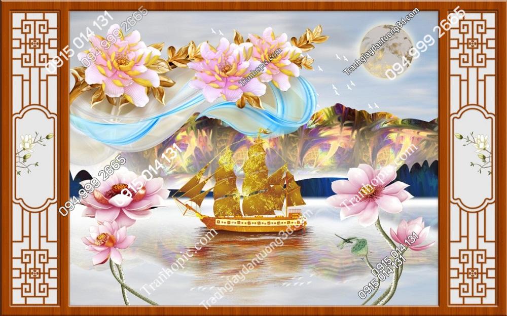 Tranh hoa thuận buồm dán tường tiệm spa dưỡng sinh 2732024 (25)