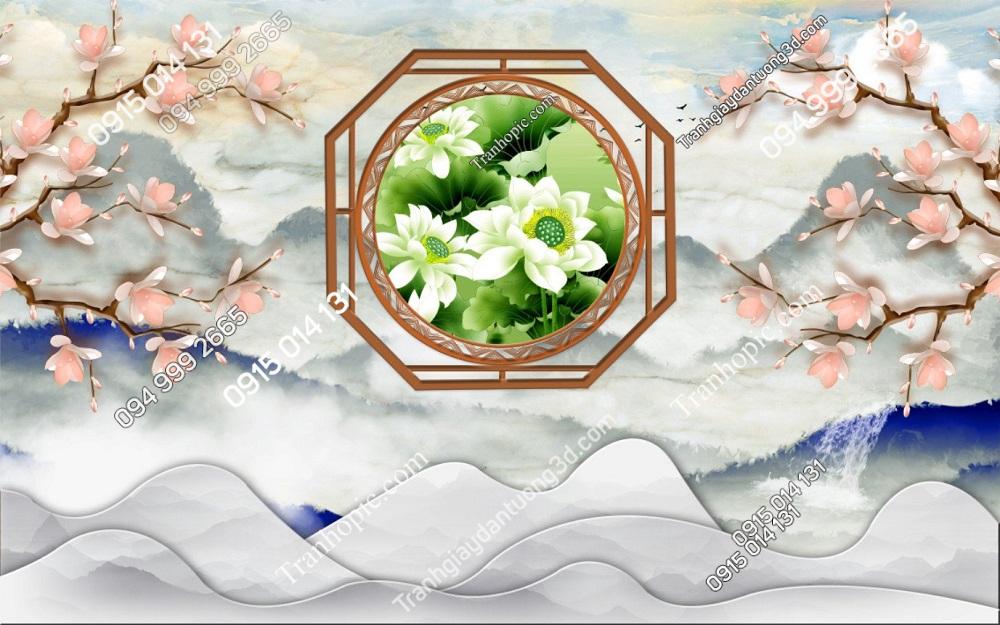 Tranh hoa thủy mặc dán tường spa dưỡng sinh đông y 2732024 (28)