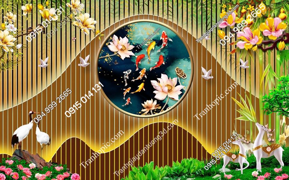 Tranh lam sóng ô tròn hiện đại dán tường 3152024
