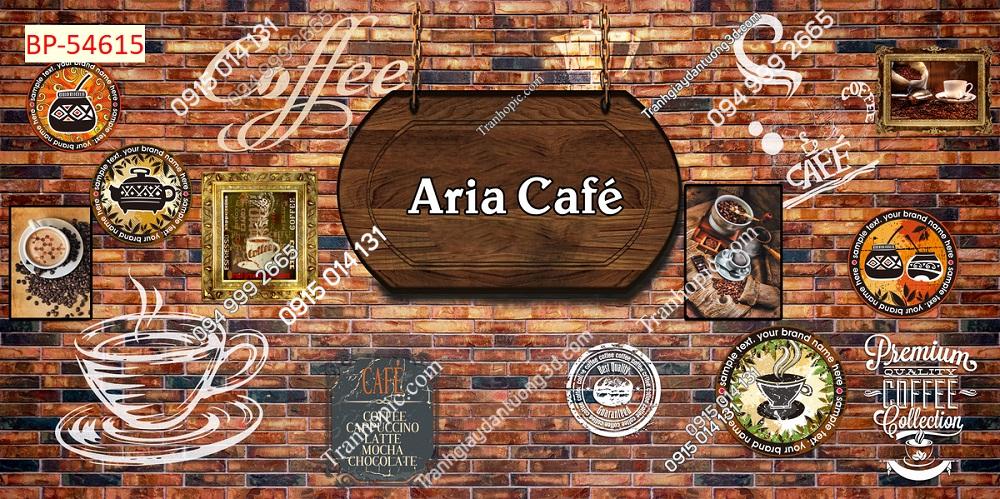 Tranh dán tường cafe nền gạch cổ 54615