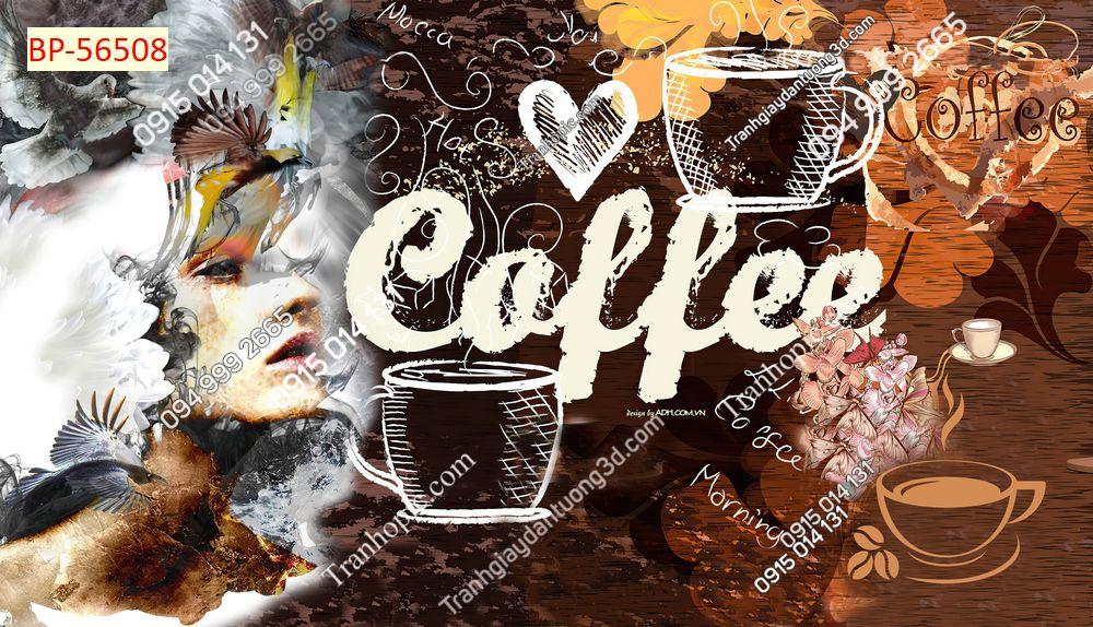 Tranh dán tường coffee và trái tim 56508