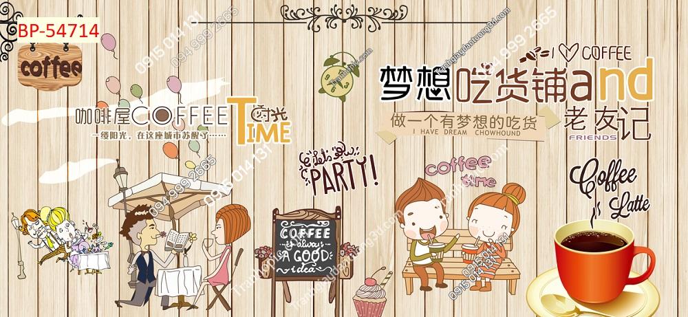 Tranh dán tường trà sữa cute 54714