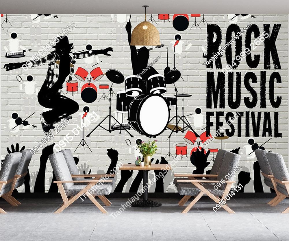 Tranh rock music nền gạch xám PK_887659