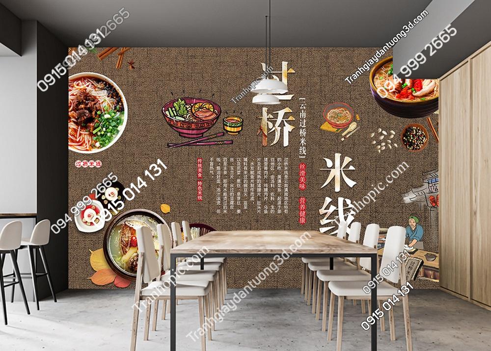Tranh nền tường trang trí quán phở nền nâu wall_083731