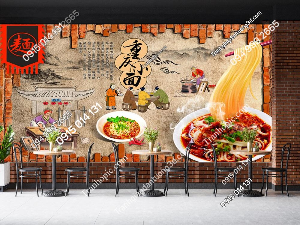 Tranh trang quán phở nền tường giả gạch wall_000865