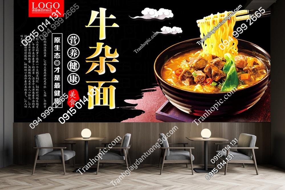 Tranh tường trang trí quán mỳ phở nền đen PK_63846