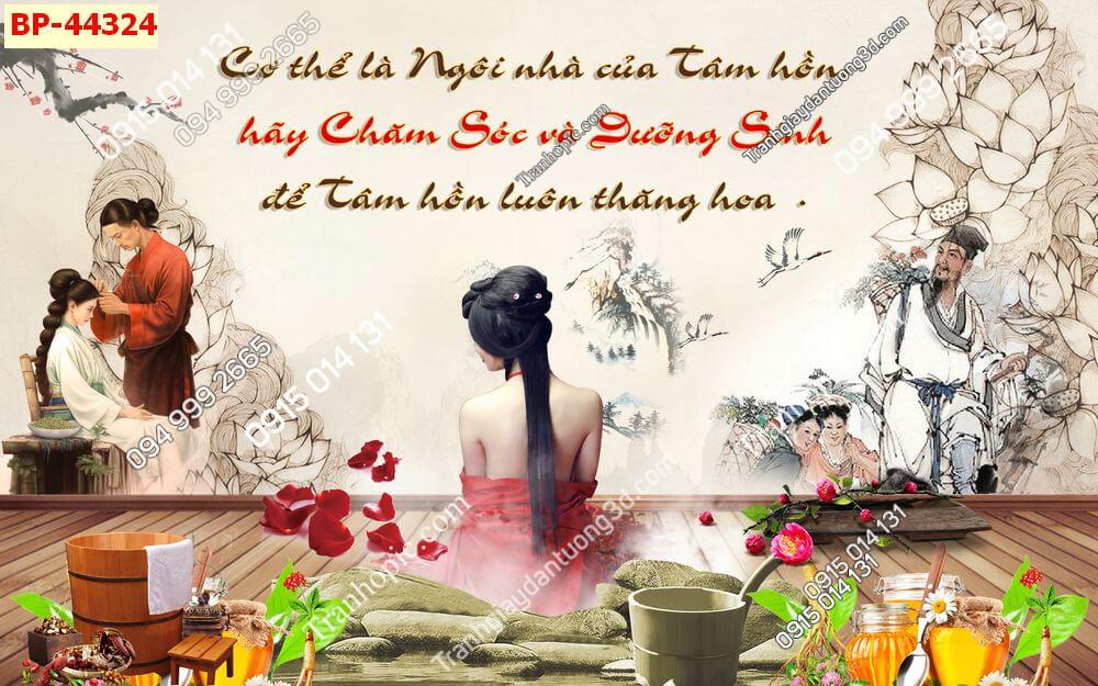 Tranh dán tường đông y dưỡng sinh spa 44324