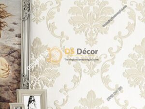 Giấy dán tường cổ điển 3D003 màu trắng