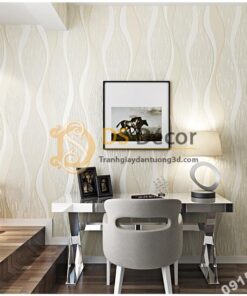 Giấy dán tường họa tiết sóng biền 3D015 màu be trắng 201