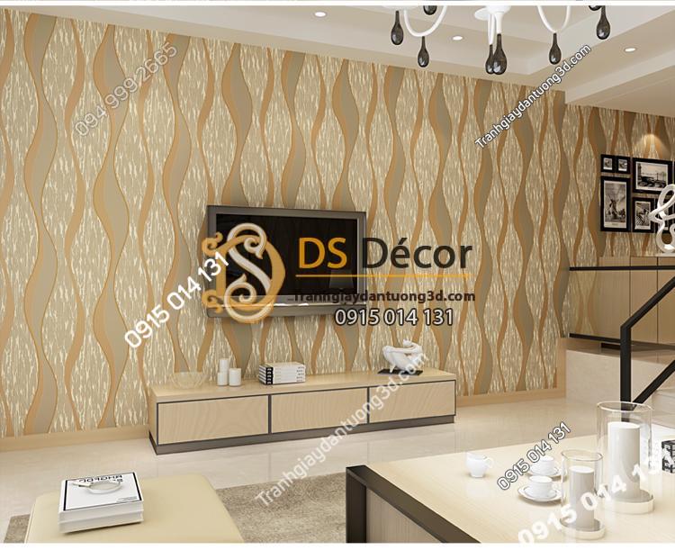 Giấy dán tường họa tiết sóng biền 3D015 màu cà phê nhạt 203