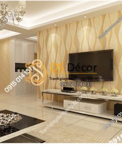 Giấy dán tường họa tiết sóng biền 3D015 màu vàng 204