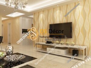 Giấy dán tường họa tiết sóng biền 3D015 màu vàng 204