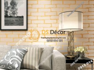 Giay dan tuong gach 3D dap noi mau vang 3D009 dán phong khach