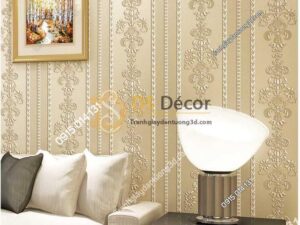 Giấy Dán Tường 3D Hoa Văn Sọc Dọc Dập Nổi 3D019 màu nâu