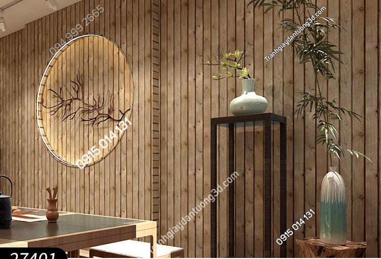 Giấy dán tường giả gỗ sọc rãnh sần màu 27401