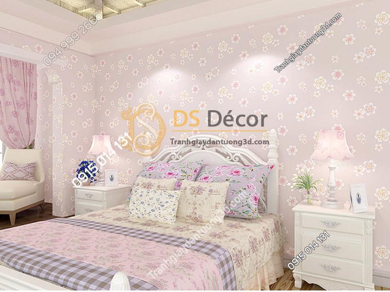 Giấy dán tường họa tiết hoa đào 3D068 màu tím trang trí phòng ngủ