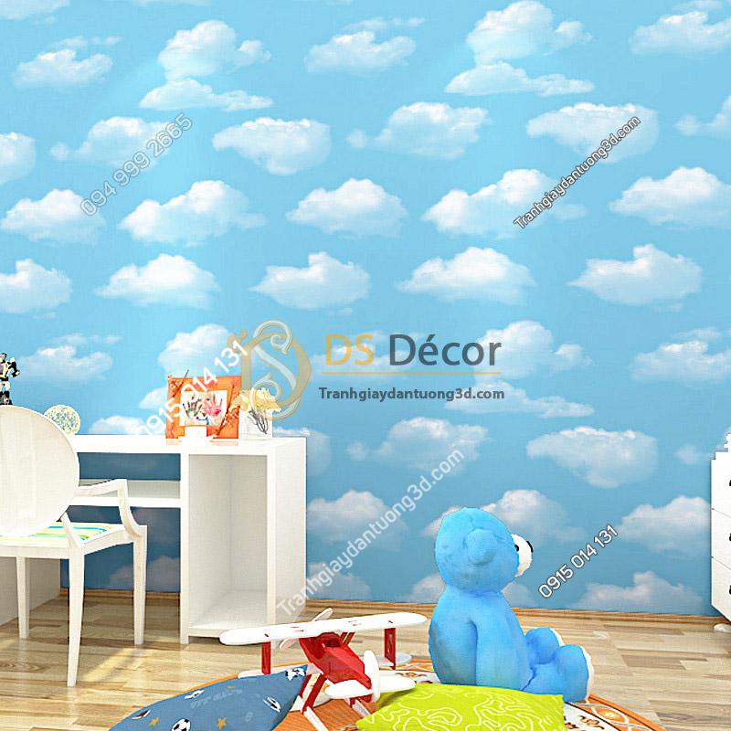 Giấy dán tường họa tiết mây bay 3D066 trang trí phòng trẻ em