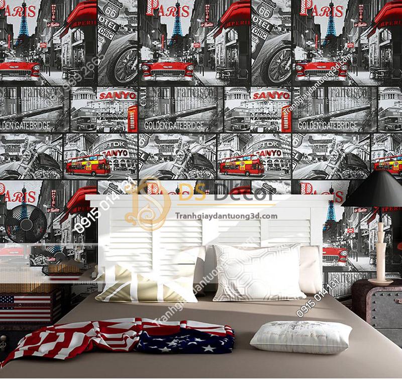 Giấy dán tường hình poster áp phích quảng cáo 3D053 trang trí phòng ngủ