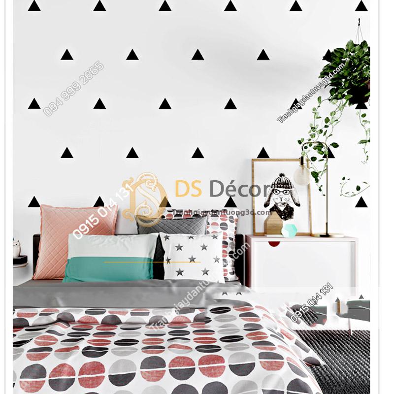 Giấy dán tường họa tiết tam giác đen trắng 3D048 trang trí phòng ngủ
