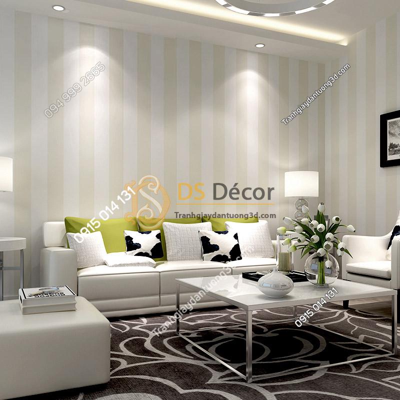 Giấy dán tường sọc dọc hiện đại 3D071 xanh trắng trang trí phòng khách