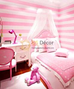 Giấy dán tường sọc hồng cho phòng ngủ của bé 3D062