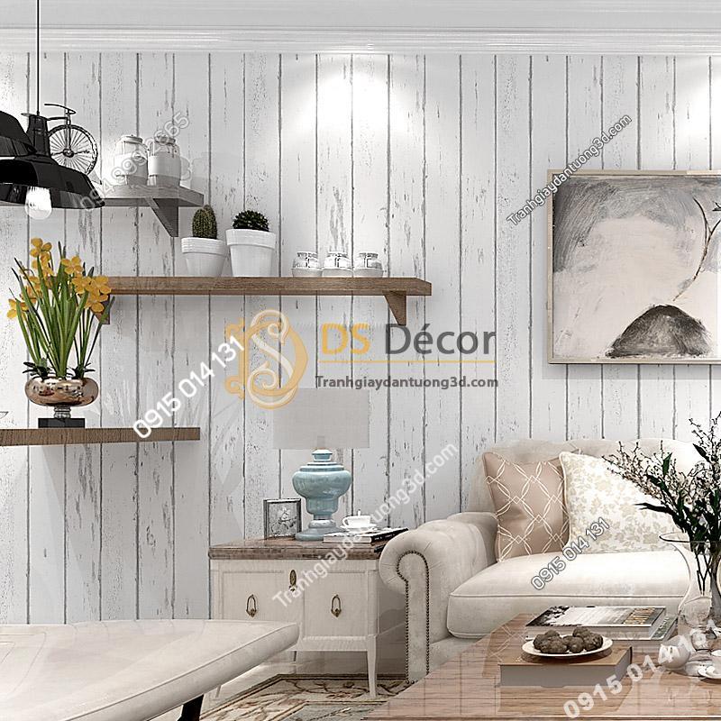 Giấy dán tường giả gỗ phong cách Nostalgia 3D089 trang trí phòng khách