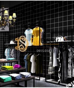 Giấy-dán-tường-caro-ô-vuông-trắng-3D088-màu đen