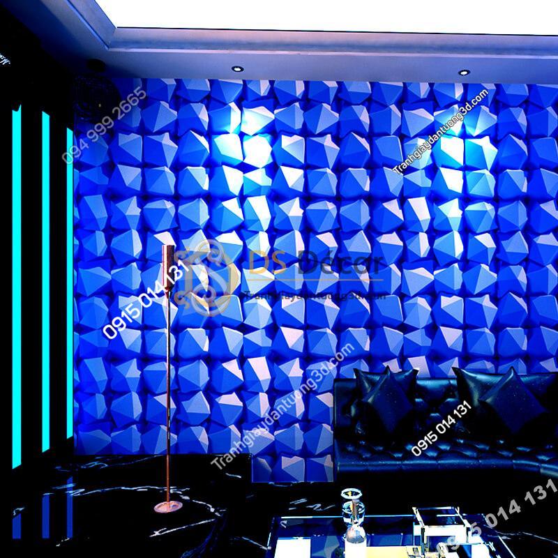 Giấy dán tường khối 3D hình học 3D049 mày xanh dương