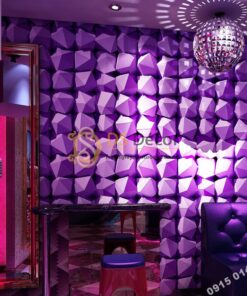 Giấy dán tường khối 3D hình học 3D049 mày xanh tím