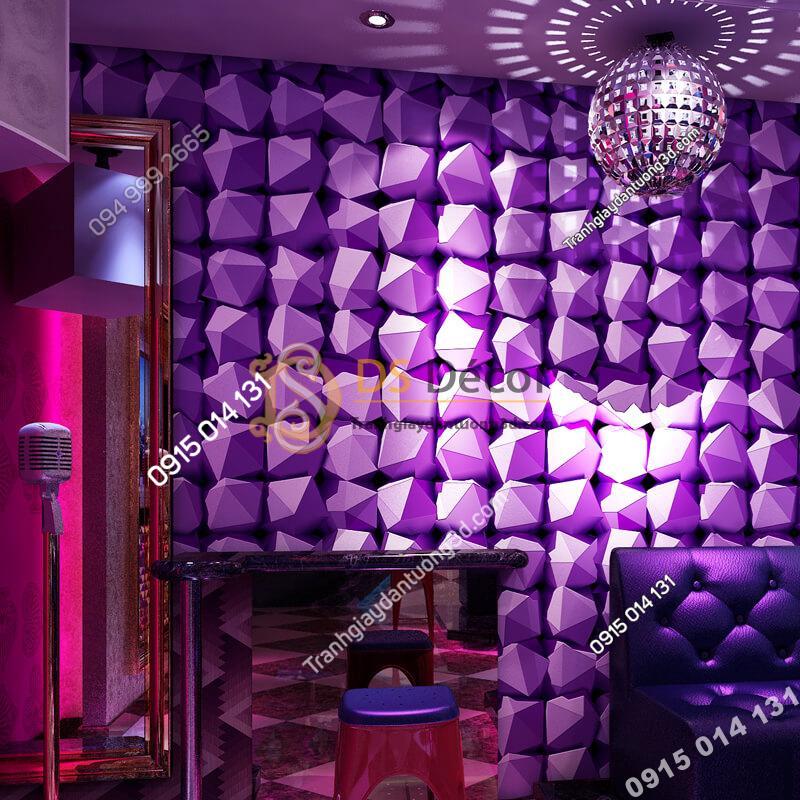 Giấy dán tường khối 3D hình học 3D049 mày xanh tím